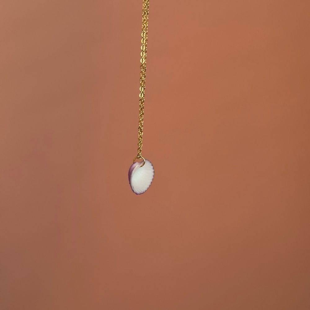 Purple Shell Faux Gold Necklace - Picture 5 of 6
